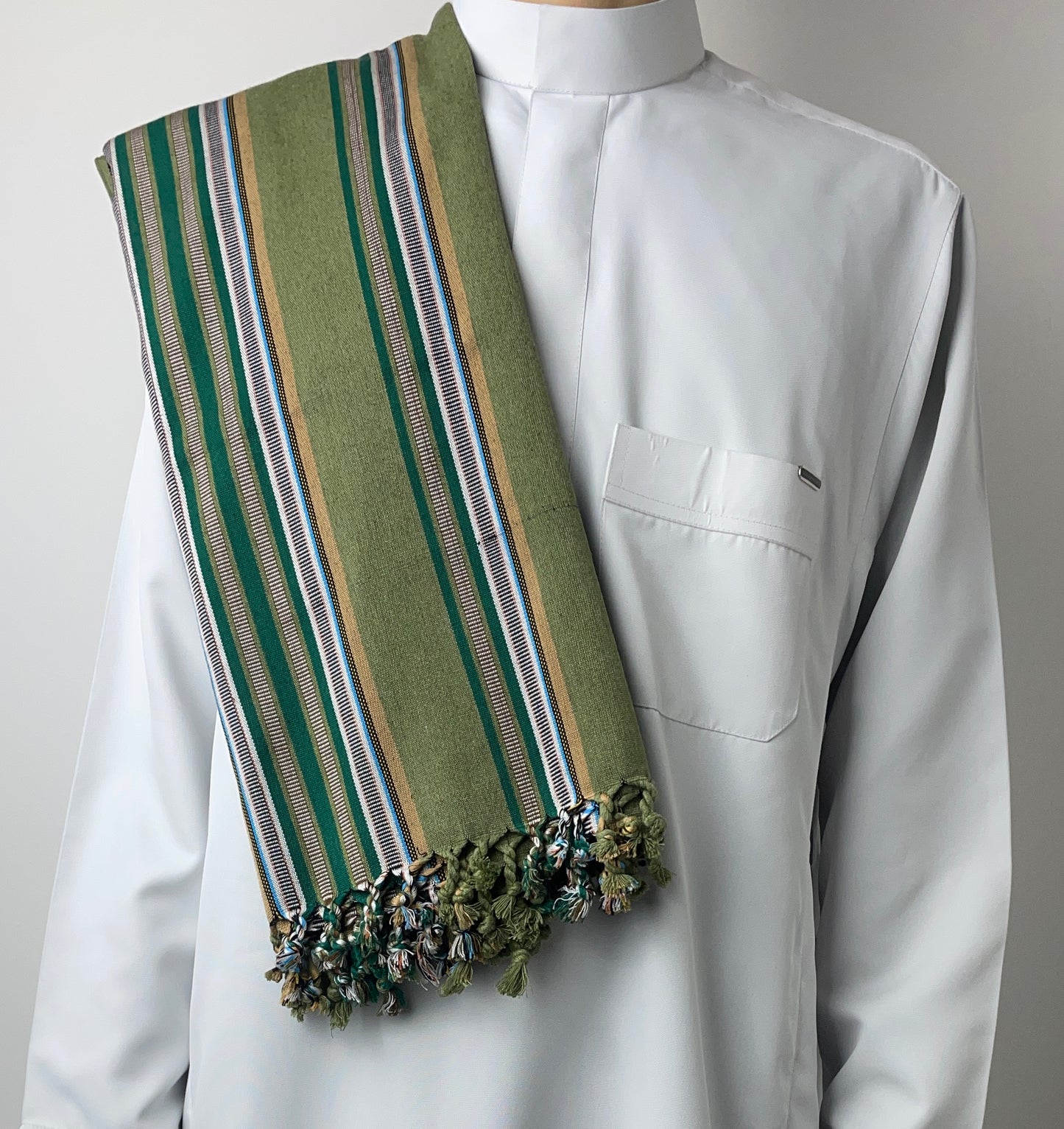 Yemeni Shawl in Olive Grove Green