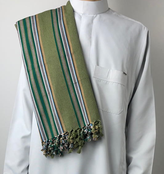 Yemeni Shawl in Olive Grove Green