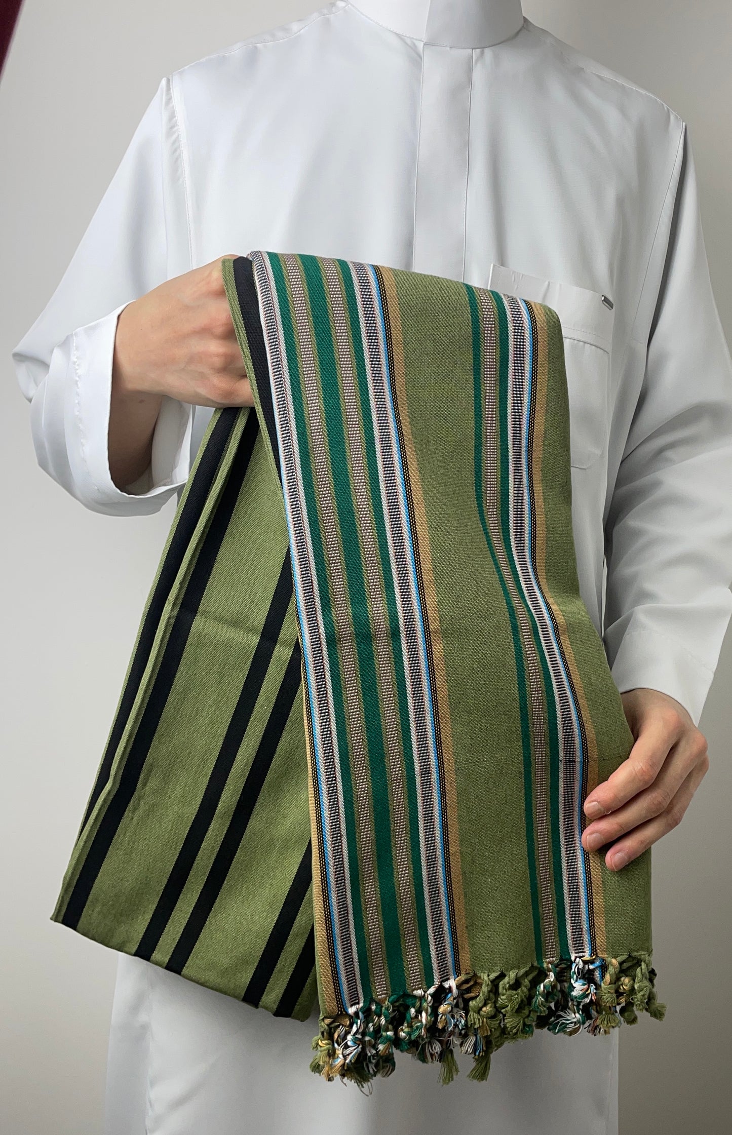 Yemeni Shawl in Olive Grove Green