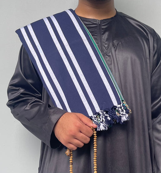 Yemeni Shawl in Silence of the Sea Blue