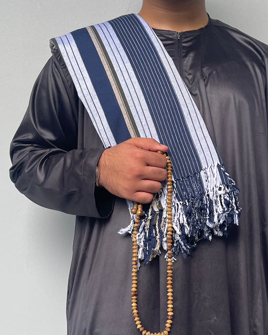 Yemeni Shawl in Mirror Blue