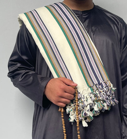 Yemeni Shawl in Cloudy Nights White